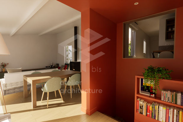 Vue 3D du séjour-agrandissement_extension-maison-Choisy-le-Roi