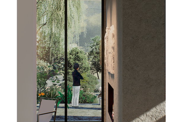 Entrée - vue vers le salon-construction-maison-Uccle