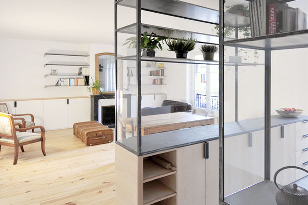 Cuisine / Salon-renovation-appartement-Paris