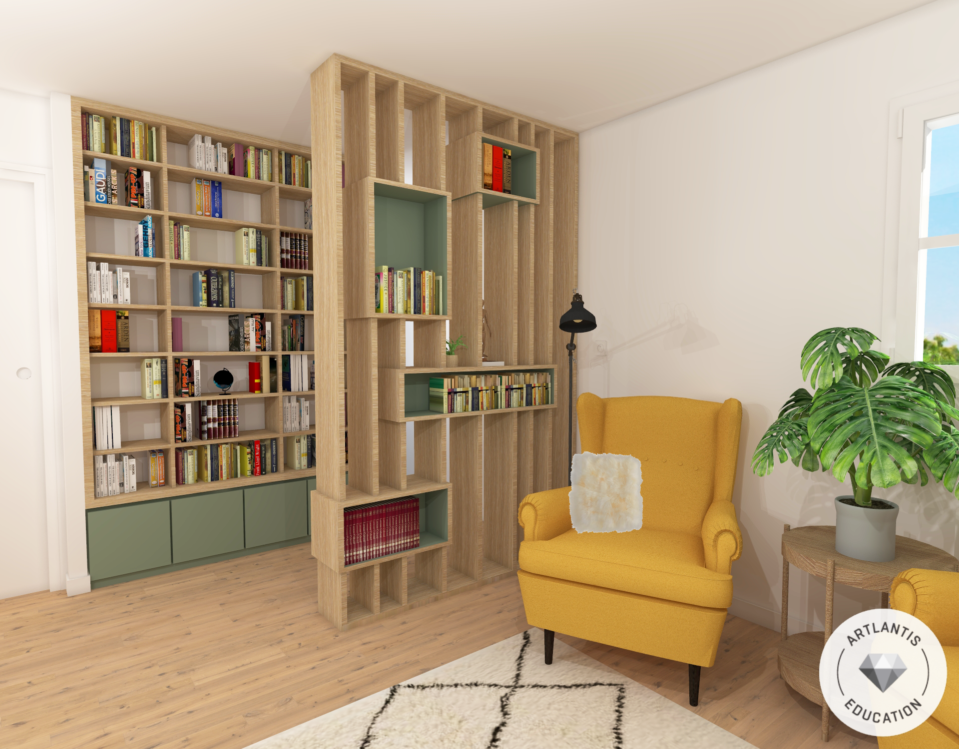 Le bureau-bibliothèque – rénovation de maison Pas-de-Calais
