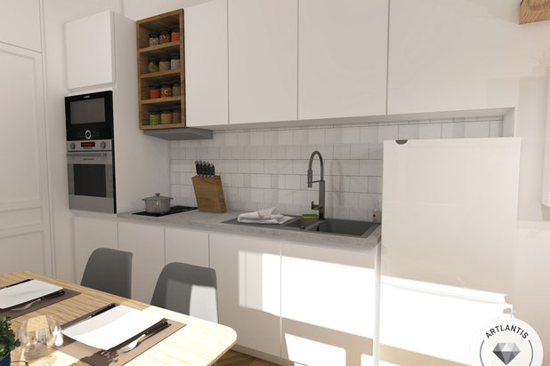Vue de la cuisine-renovation-appartement-Lille