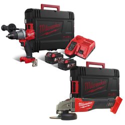 Milwaukee - Pack visseuse + meuleuse dia 125mm m18fpd-502x + m18cag125x-0x