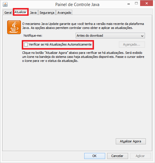 Não é possivel acionar o aplicativo java assinador Actualização