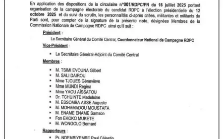 Le RDPC se prépare activement pour la présidentielle du 12 octobre 2025