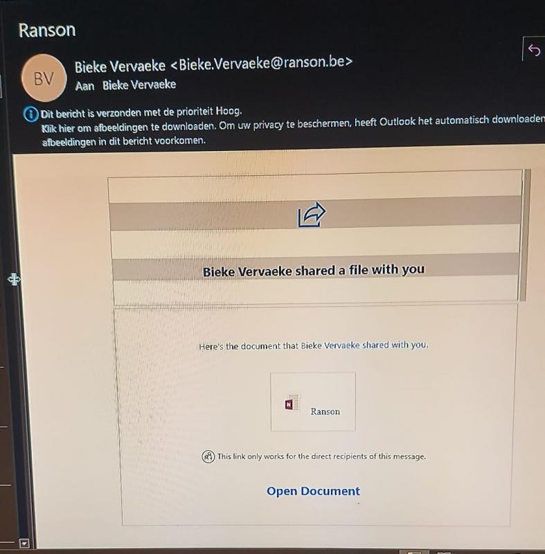 Waarschuwing: valse e-mail in omloop uit naam van Ranson