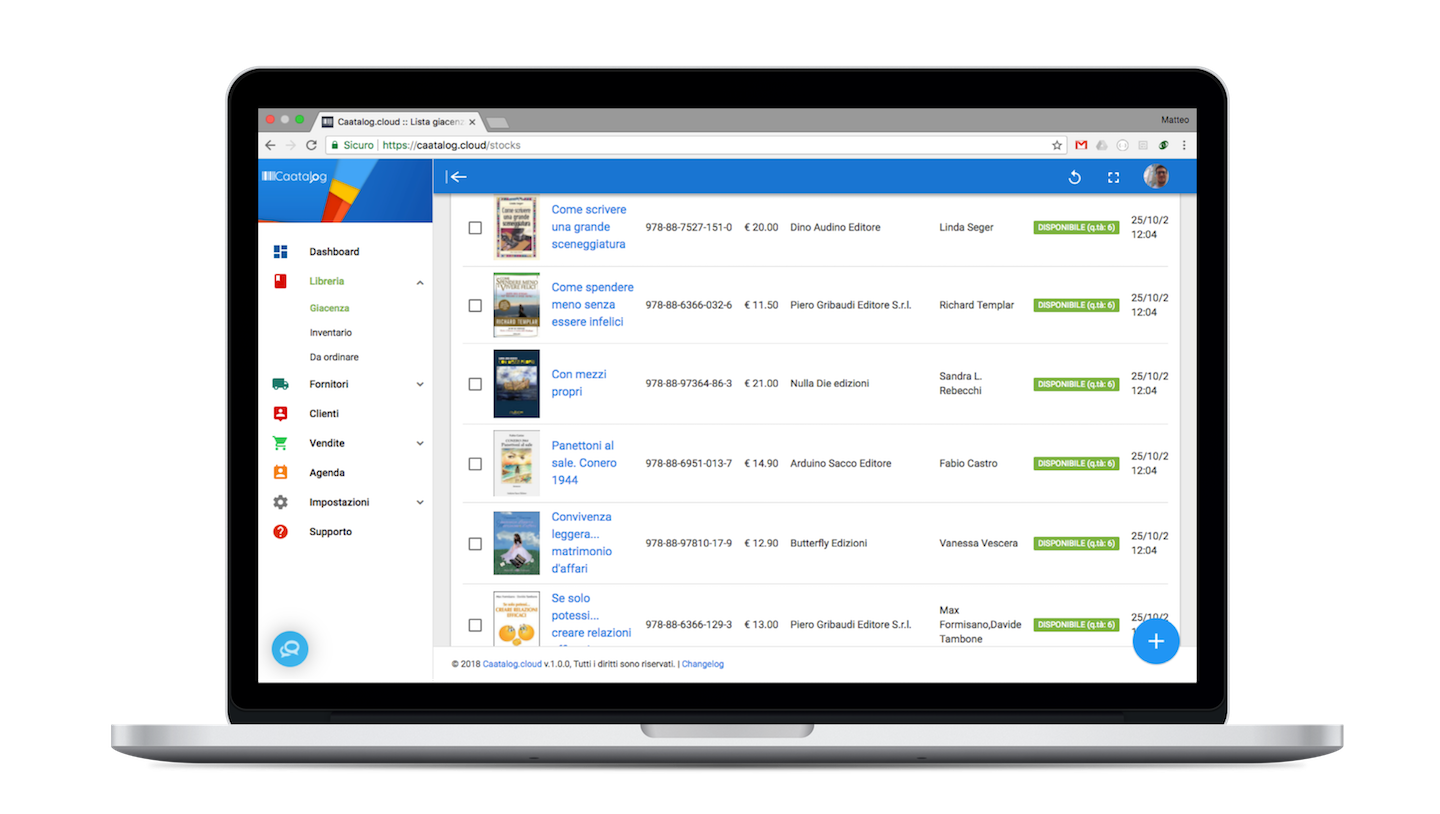 La pagina della giacenza di Caatalog