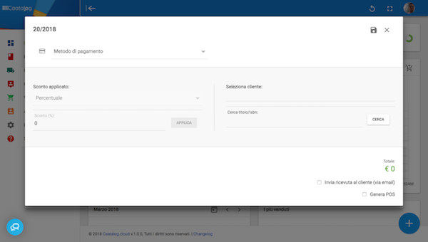 Registra una vendita direttamente dalla dashboard di Caatalog