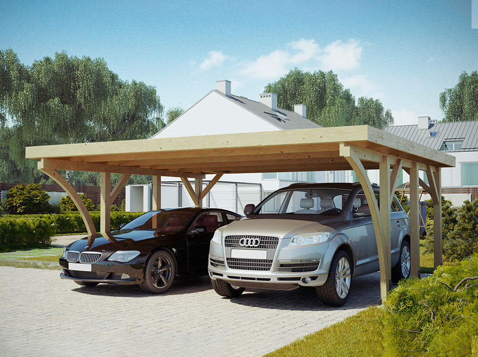 Carport bois 2 voitures