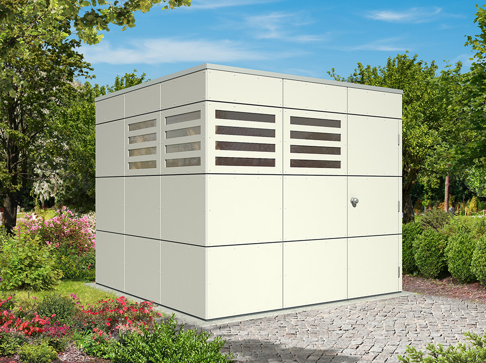 abri de jardin toit plat blanc