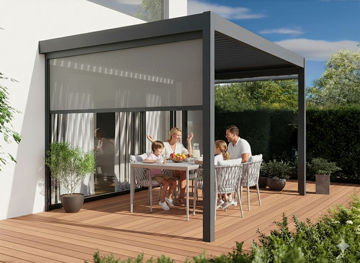 pergola bioclimatique adoss&eacute;e