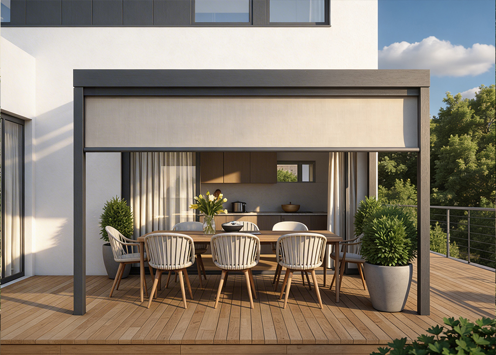 pergola bioclimatique adoss&eacute;e