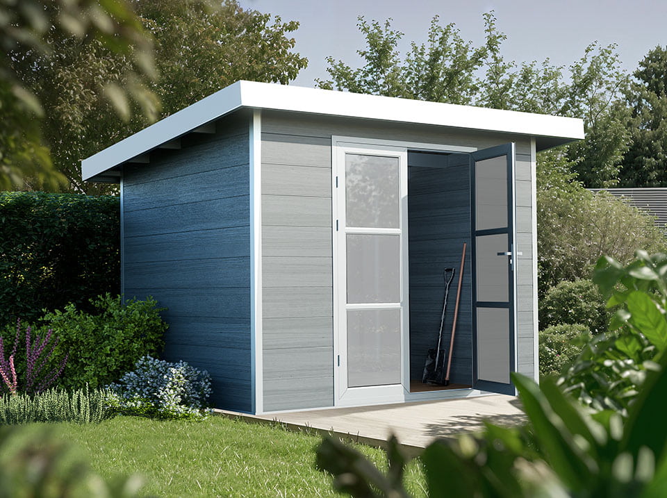 Abri de jardin ALMA 7m² finition gris clair 