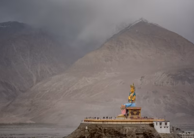 Buddhist Monastery with big statue Leh