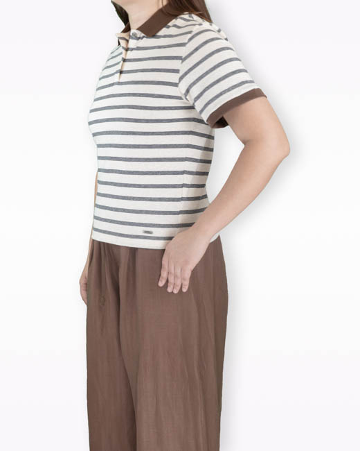 Product styling image: Striped Contrast-Collar Polo