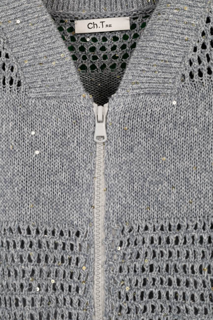 Product styling image: Sequined Linen Mesh Zip Cardigan