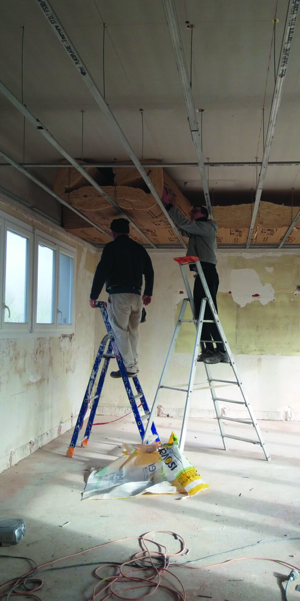 travaux d'isolation en cours