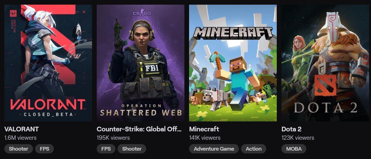 Twitch catégorie jeux