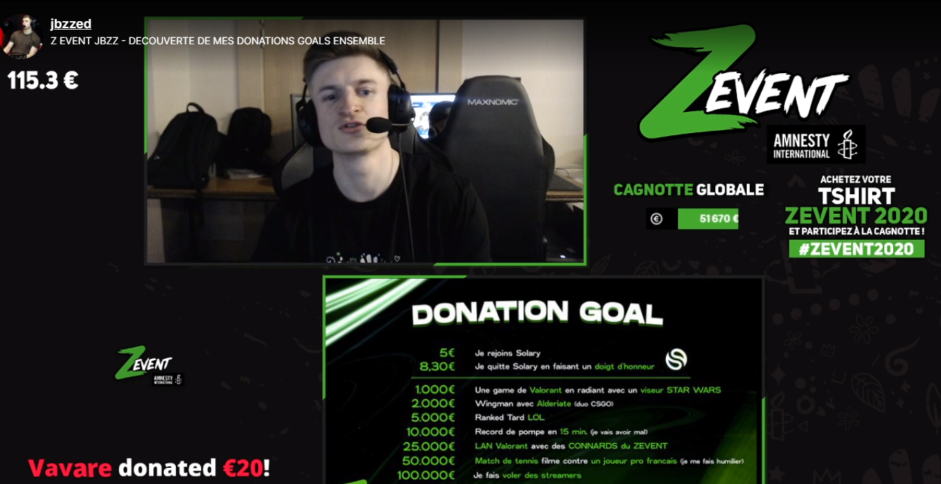 Z Event 2020 Tous les donations goals des streamers Dexerto.fr