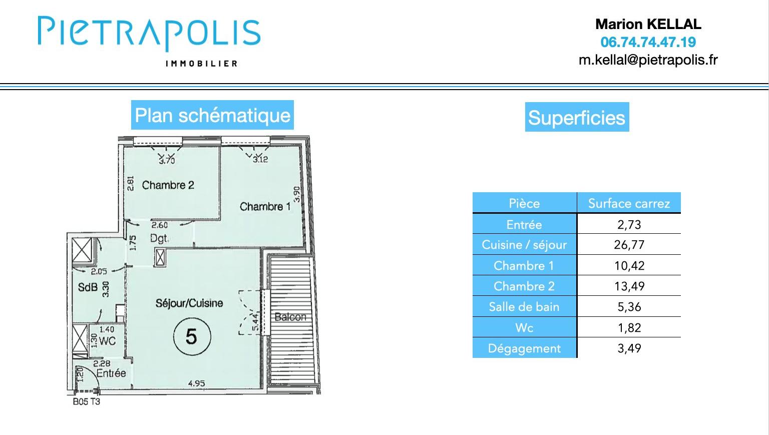 Vénissieux Centre - T3 de 64 m². 2 chambres. Loggia. Garage fermé possible. Vénissieux 69200