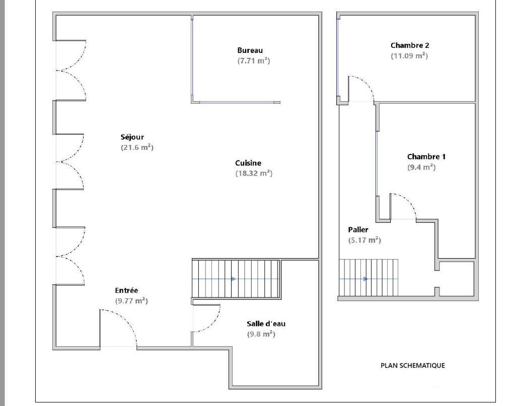 T3  90 m² de charme, 2 chambres et bureau, avec  terrasse Lyon 69003
