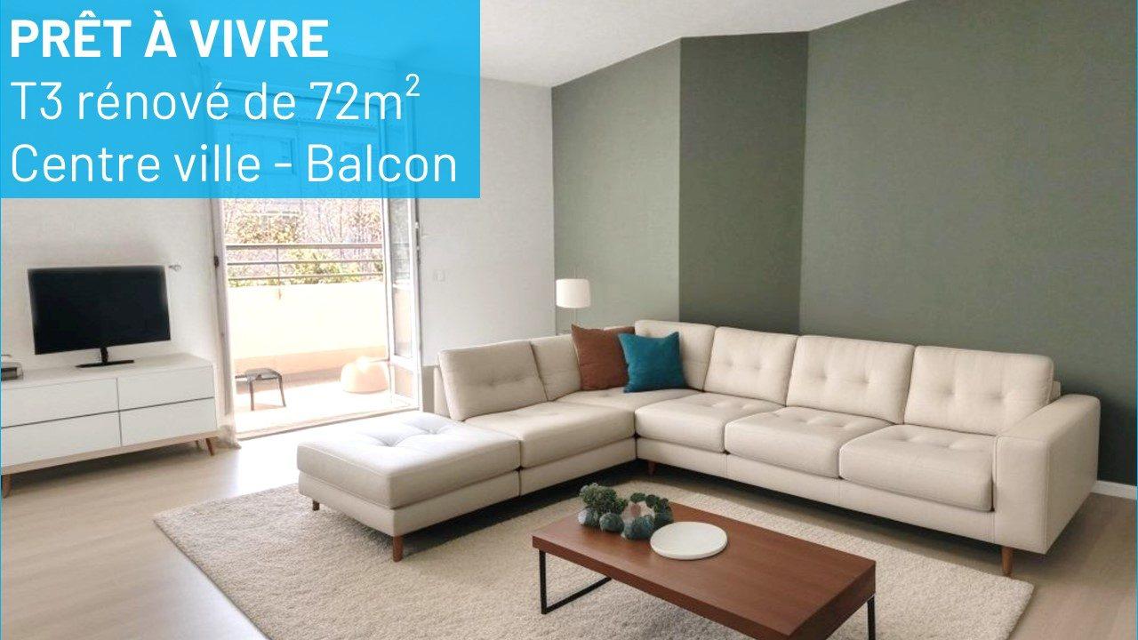 Joli T3 rénové avec balcon en centre ville
