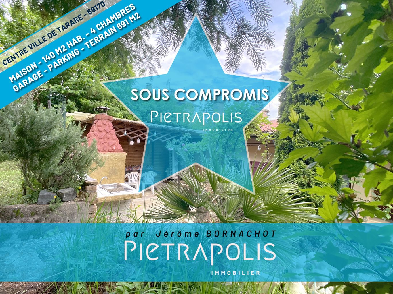 A TARARE MAISON CENTRE VILLE - 140 M2 - 4 CHAMBRES - CALME - LUMINOSITÉ - TERRAIN CLOS ARBORÉ  700 M2