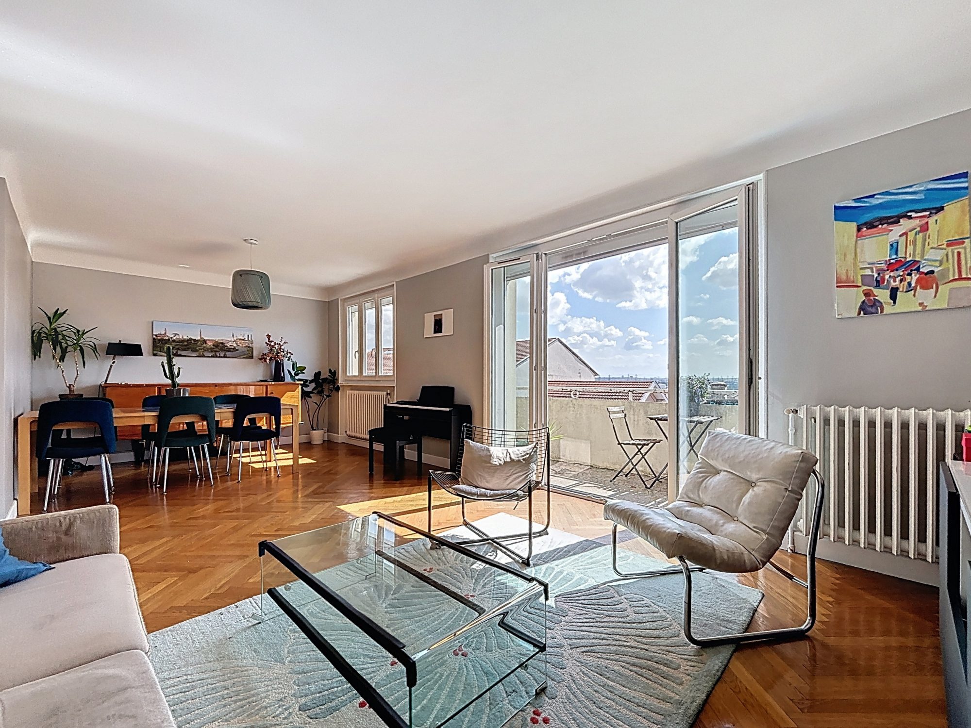 T4 de 90 m², dernier étage, balcon, garage et cave