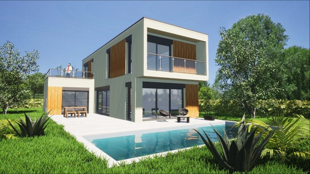 Maison contemporaine livrée hors d'eau hors d'air - 5 pièces de 128m² sur 815 m² de terrain avec piscine