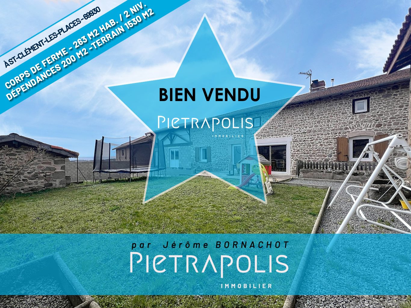 CORPS DE FERME ENTIÈREMENT RÉNOVÉ - 259 M2 - 200 M2 DE DEPENDANCES - 2 HABITATIONS - TERRAIN 1590 M2 - DPE : D - 69930 SAINT-CLEMENT-LES-PLACES