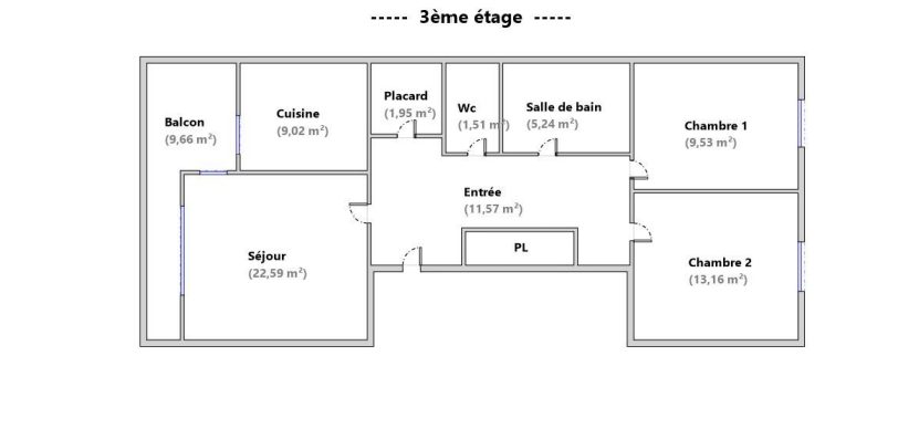 République T3 de 75 m2 avec Garage et Cave Villeurbanne 69100