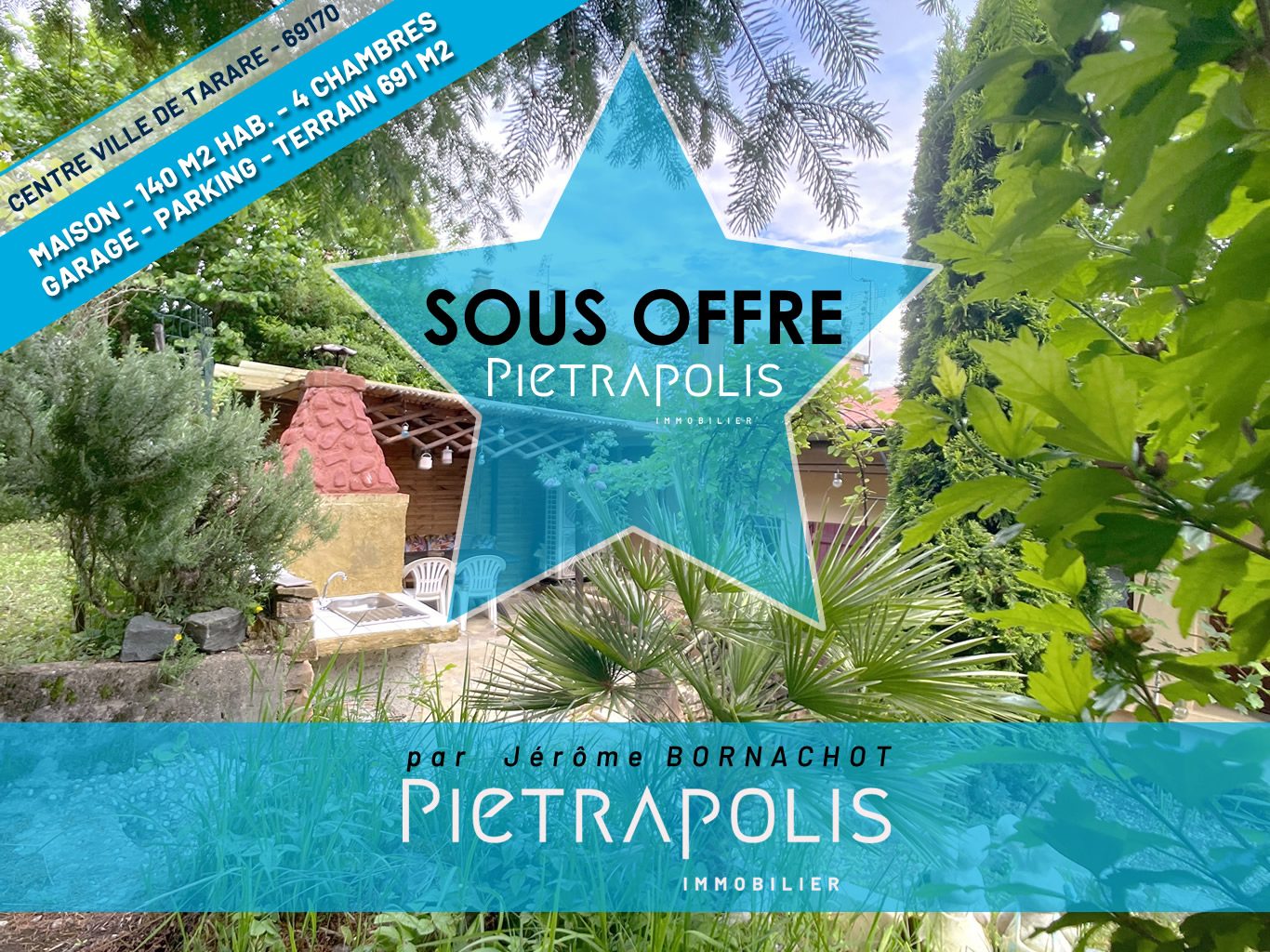 A TARARE MAISON CENTRE VILLE - 140 M2 - 4 CHAMBRES - CALME - LUMINOSITÉ - TERRAIN CLOS ARBORÉ 700 M2
