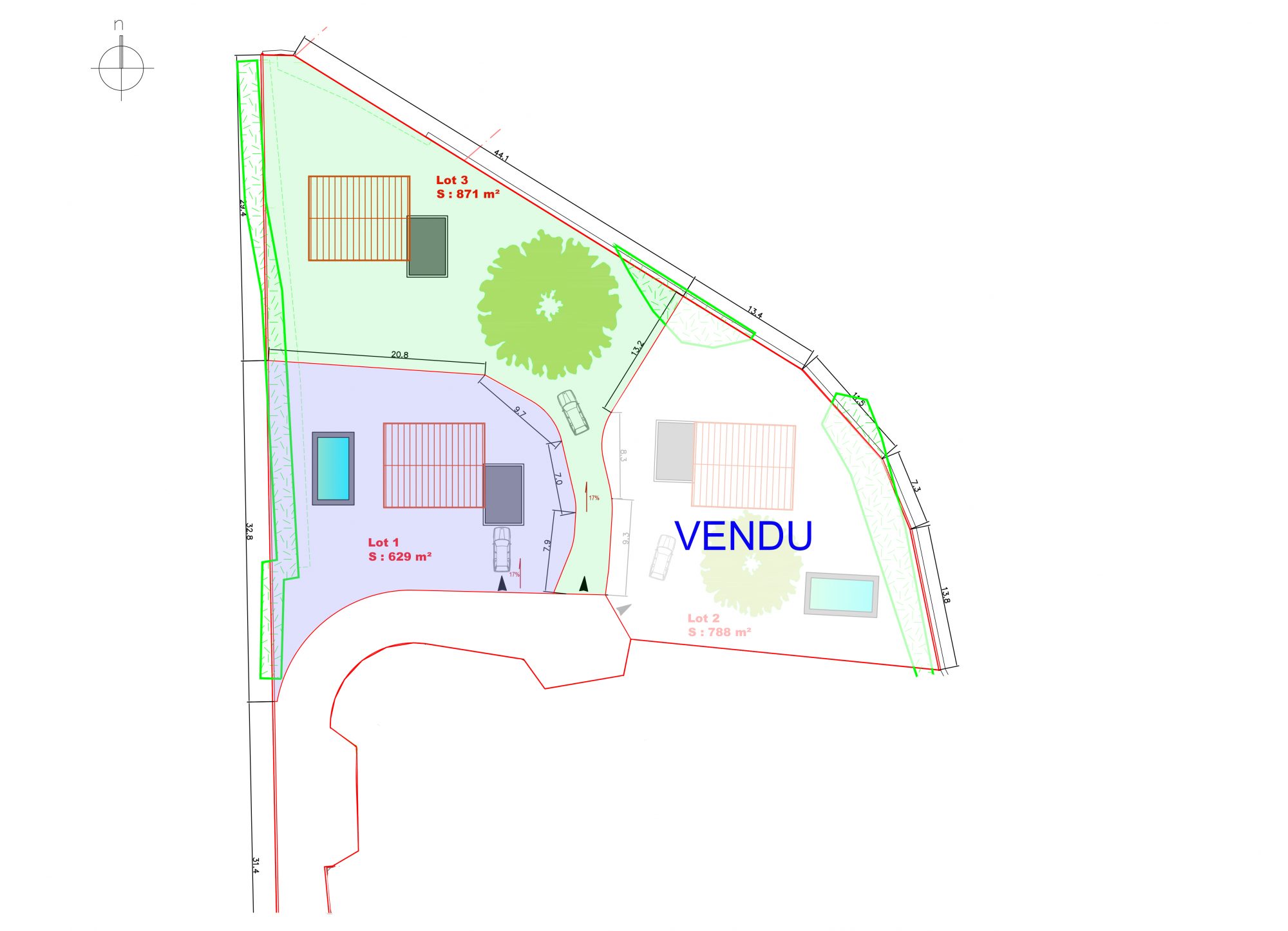 Terrain 871m2 - Viabilisé - Vue - Centre village - Sécurisé Estrablin 38780