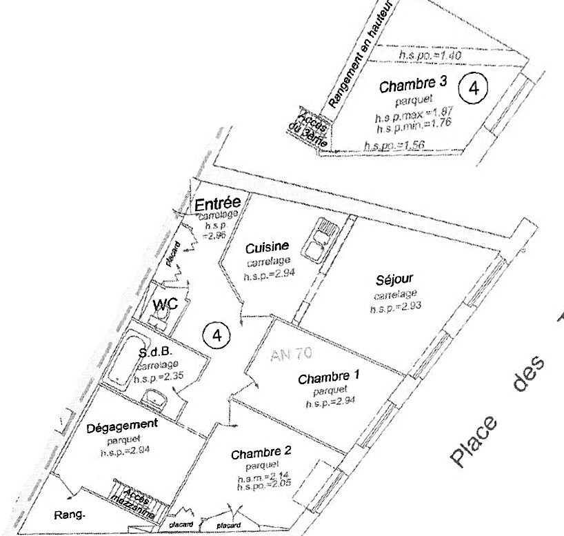 T3/4 Canus place des tapis coeur Croix Rousse Lyon 69004