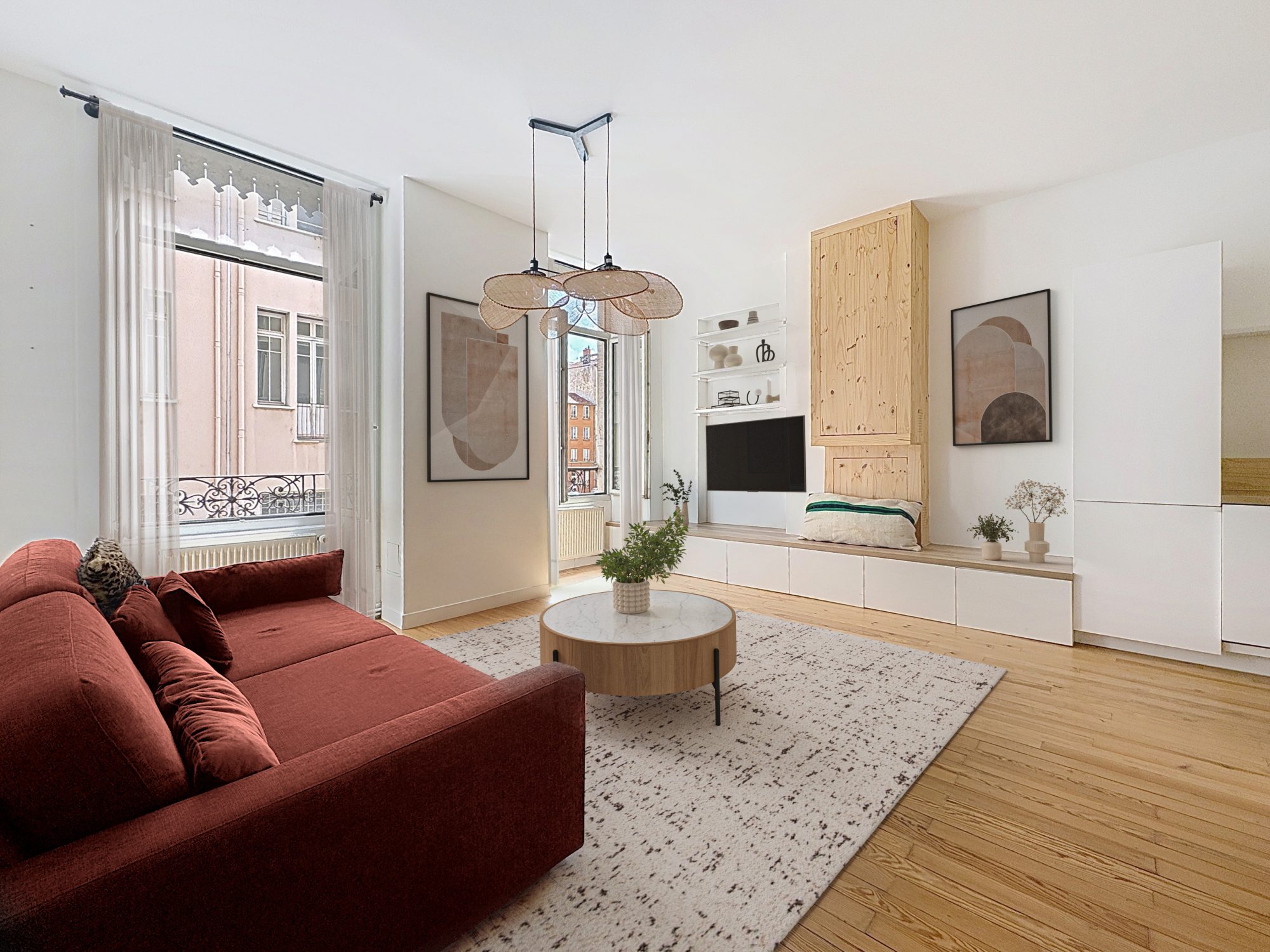 Place Guichard - T3 de 75 m2, 2 chambres, 2 salles-de-bains