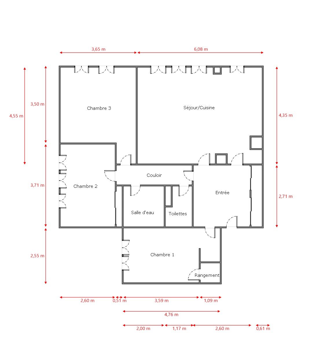Très bel appartement lumineux au calme avec 3 chambres, cave et place de stationnement Décines-Charpieu 69150