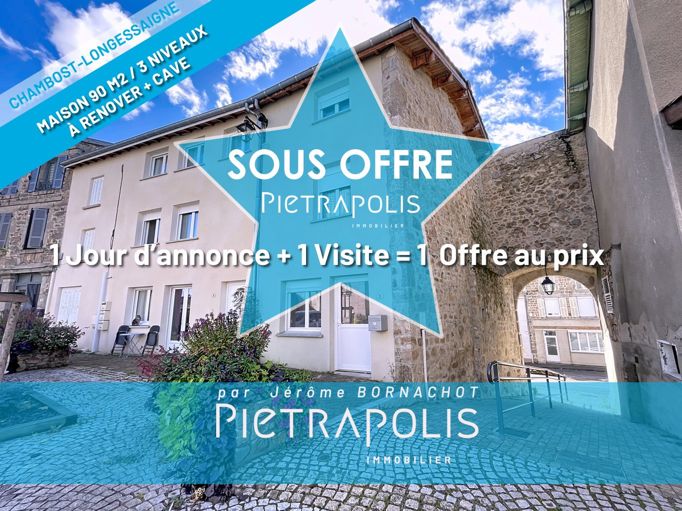 Maison de village traversante 90 M2 /3 Niveaux - à finir de rénover – Chambost-Longessaigne