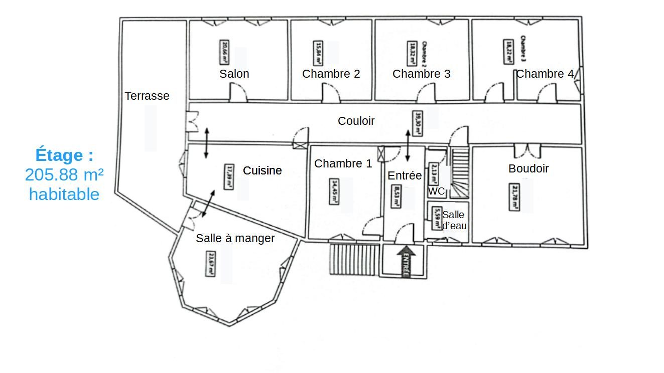 Propriété de 205 m² habitable + appartement T2 indépendant  + 721 m² conctructible + parc arboré Crémieu 38460