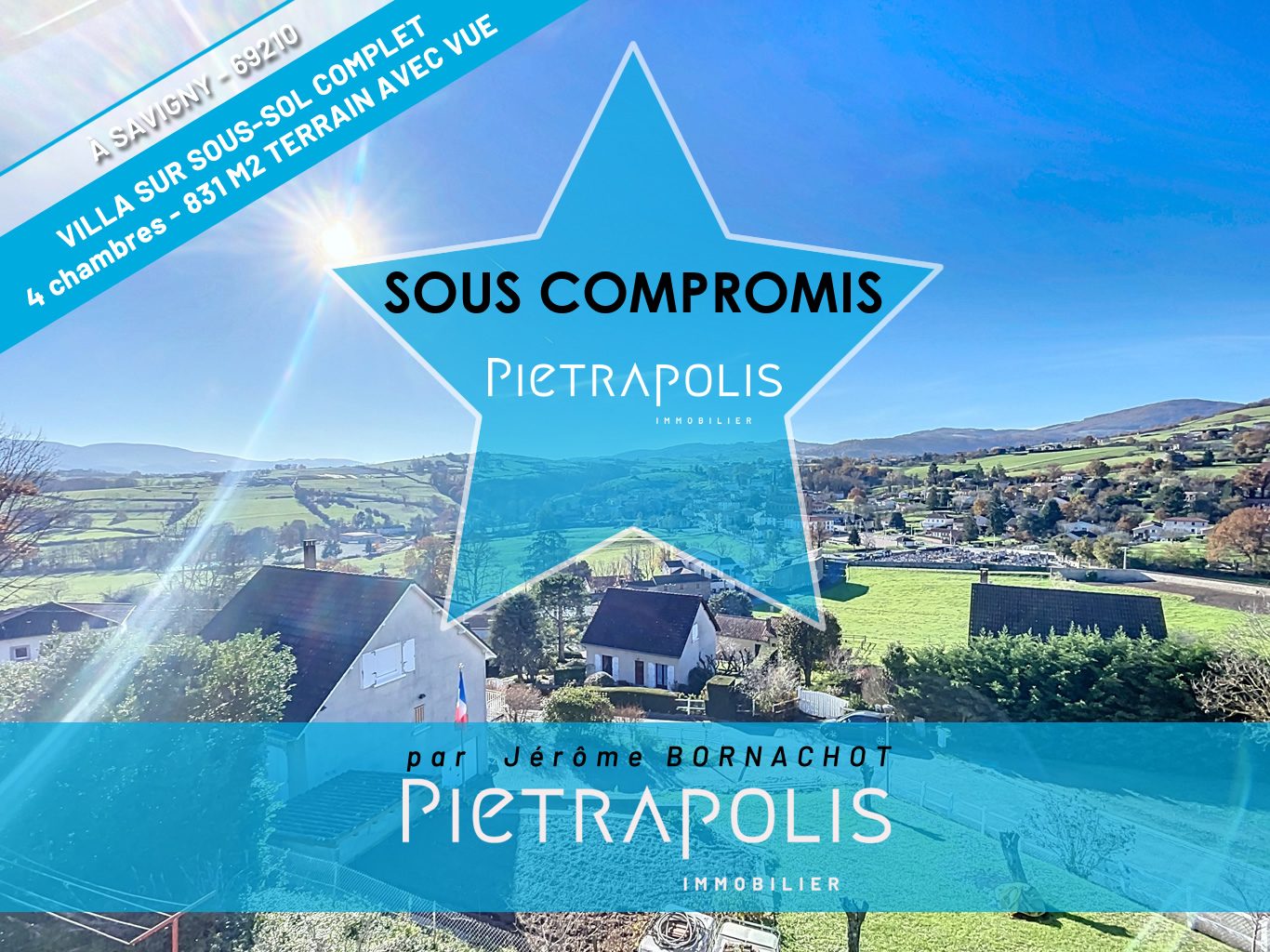Villa T5 de 114 m2 à Savigny (69210) - 4 Chambres -SS-SOL Complet - Terrains : 831 M2