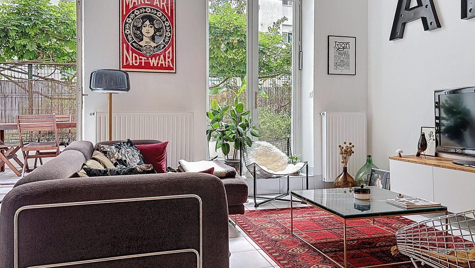 T3  90 m² de charme, 2 chambres et bureau, avec  terrasse Lyon 69003