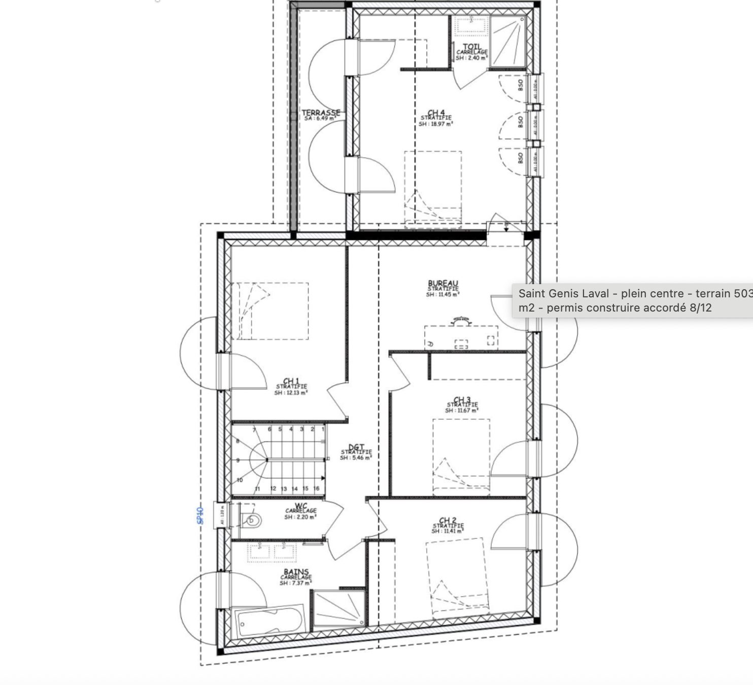 Terrain plat constructible - 1000 m² Saint-Genis-Laval 69230