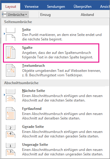 Word dokument in 2 spalten [2026]