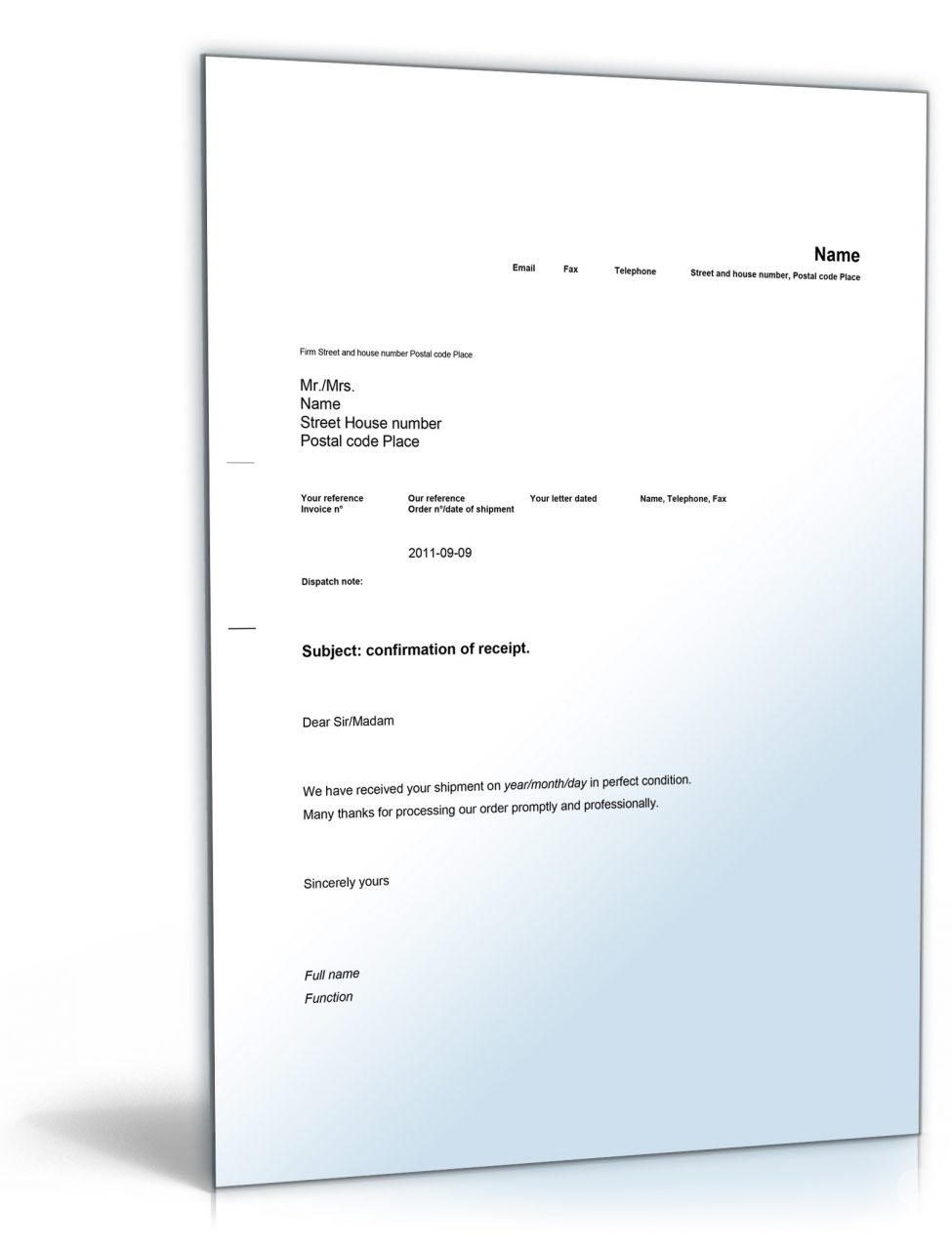 Gelangensbestätigung muster word dokument englisch | Aktualisiert Februar 2024