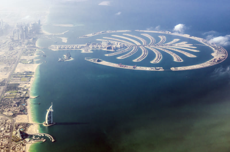 Dubai Burj al Arab and Palm Jumeirah
