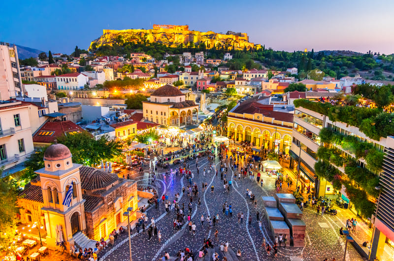 Monastiraki Square and Acropolis Athens