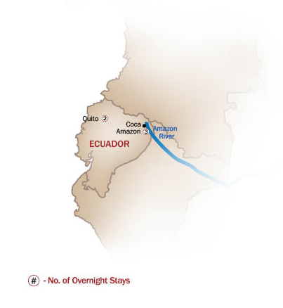 QUITO & THE AMAZON map