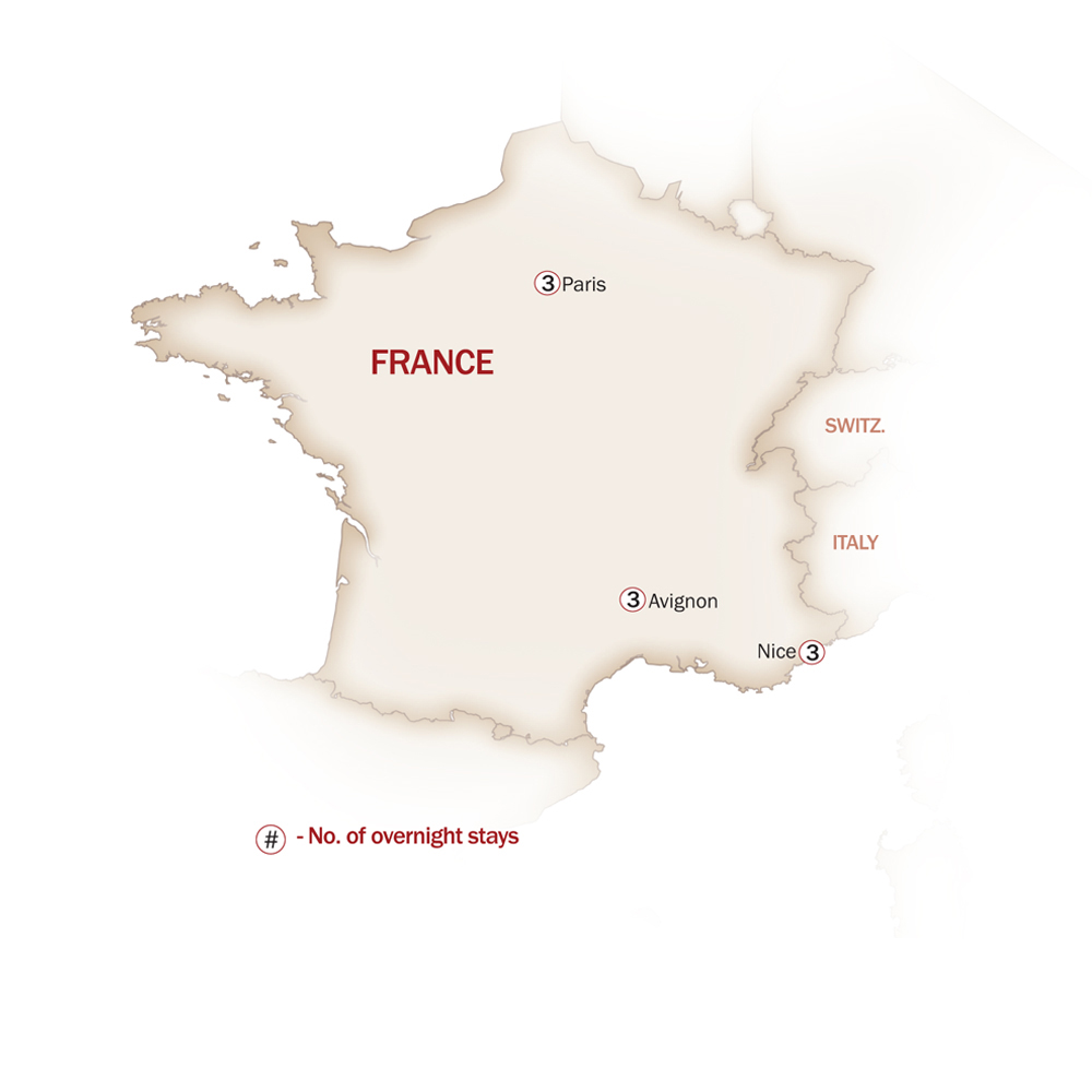 PARIS, PROVENCE & FRENCH RIVIERA map