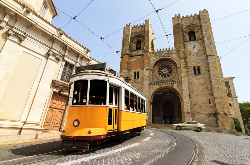 Lisbon Cathedral and the Traditional Tram
