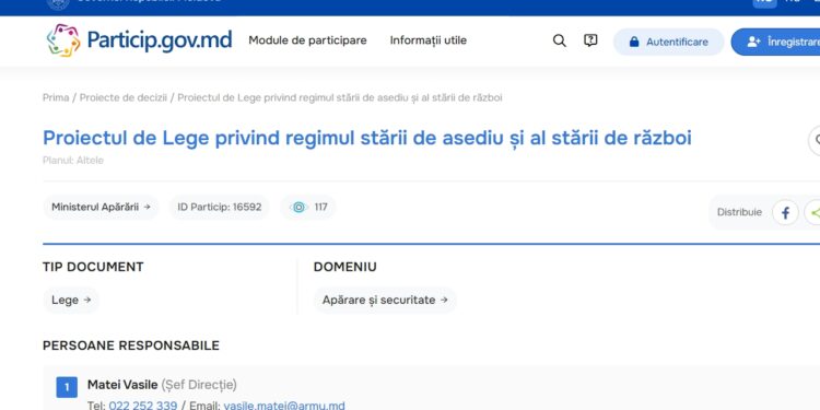 Министерство обороны Республики Молдова готовит проект закона о режиме осадного и военного положения