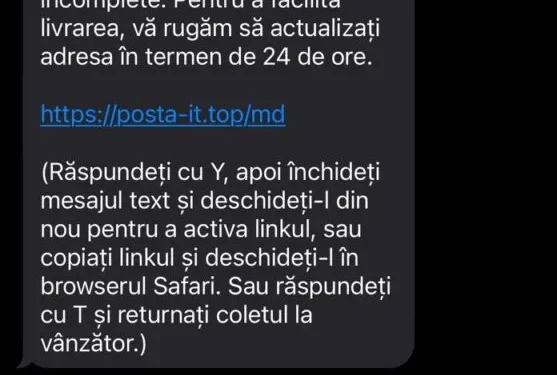 Внимание! Мошенническая рассылка SMS от Poșta Moldovei