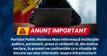 Партия «Молдова Маре» заявила о блокировке своих цифровых ресурсов